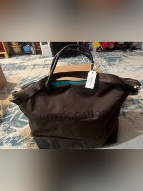BRAND NEW! MoroccanOil JUMBO Brown (Weekender/Carryall) Bag